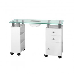 Glass desk with absorber 013B white