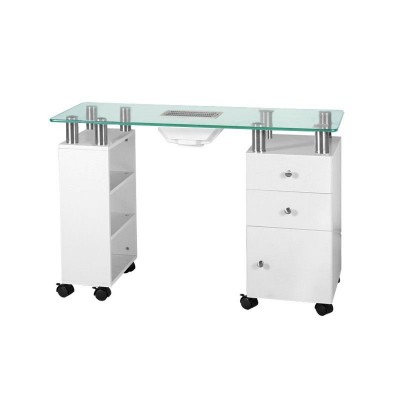 Glass desk with absorber 013B white
