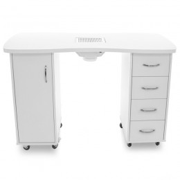 Desk 2027 white two cabinets with a hood