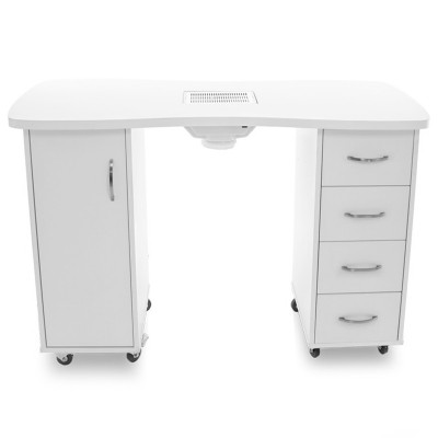 Desk 2027 white two cabinets with a hood