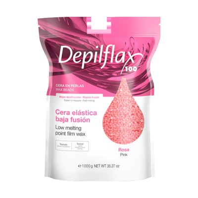 Depilflax 100 flexible low-melting depilatory wax pearl rosa rose 1000 g