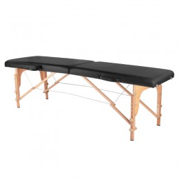 Folding massage table, wooden, Komfort Activ, Fizjo, 2-segment, black