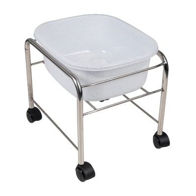 Pedicure tray straight with wheels chrome