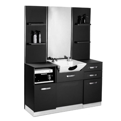 Gabbiano hairdressing console with sink B085W black