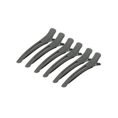 Hairdressing hair clips E-12B 6 pcs. 11.5 cm gray