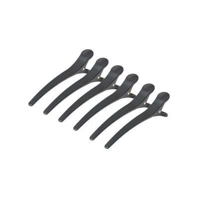 Hairdressing hair clips E-32 6 pcs. 11.5 cm black