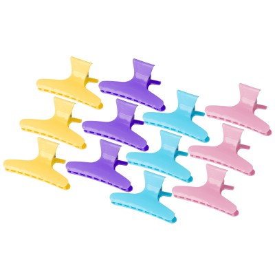 Hairdressing hair clips crabs E-47 12 pcs, 8.2 cm mix color