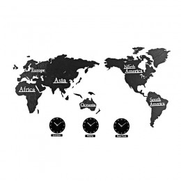 Clock decoration world map - time zones 115x50 cm