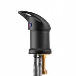 Black hairdressing wash basin battery