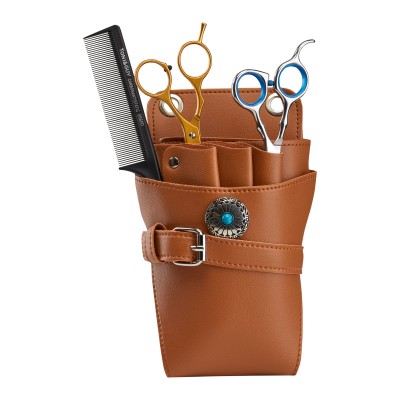 Belt holster for hairdressing scissors T14 brown