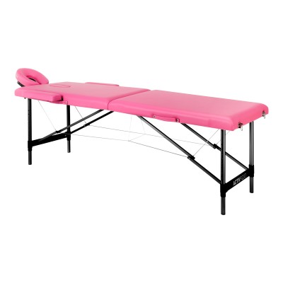 Folding massage table aluminum comfort Activ Fizjo 2 segment pink black aluminum