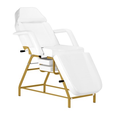 Cosmetic chair 557G with trays gold white