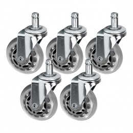 Roll Speed silver push-in stool wheel, set of 5