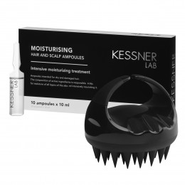 Set of Premium Head Massage Brush and Kessner Lab Moisturizing Ampoules